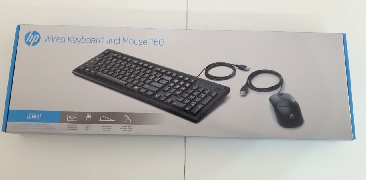 Teclado+Mouse HP Wired 160 usb Preto