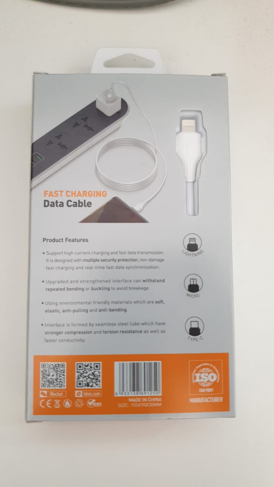Cabo Ldnio para iPhone 3M Cinza